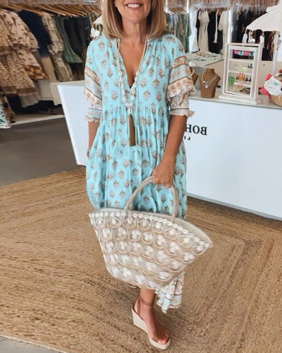 Kiara | Printed V-Neck Dress