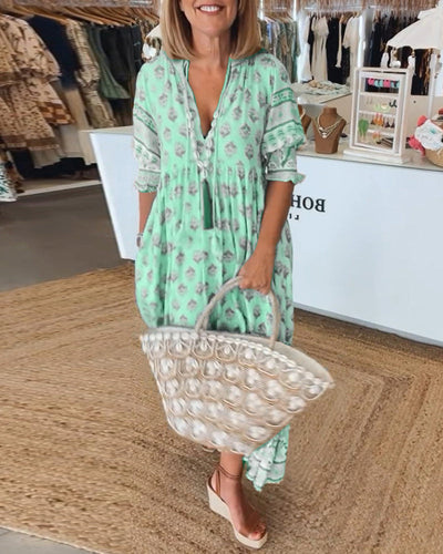 Kiara | Printed V-Neck Dress