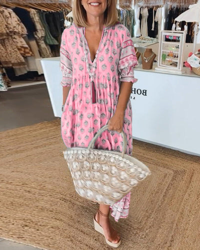 Kiara | Printed V-Neck Dress