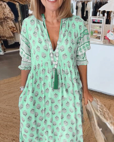 Kiara | Printed V-Neck Dress