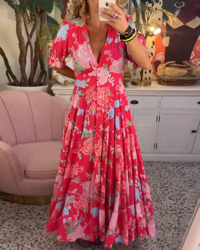 Kamila | Floral Print V-neck Dress
