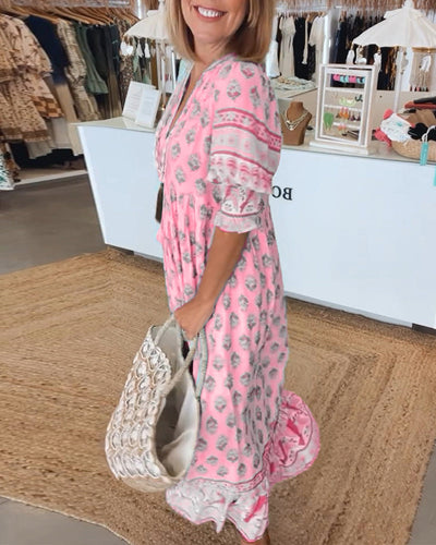 Kiara | Printed V-Neck Dress