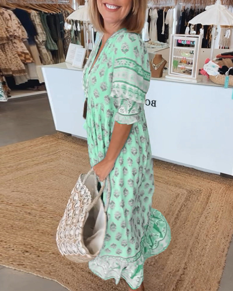Kiara | Printed V-Neck Dress