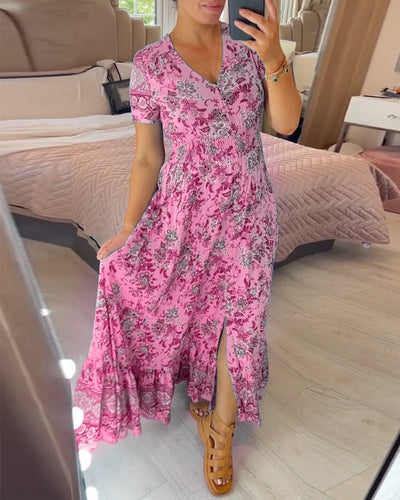 Saylor | V-Neck Dress with Floral Pattern