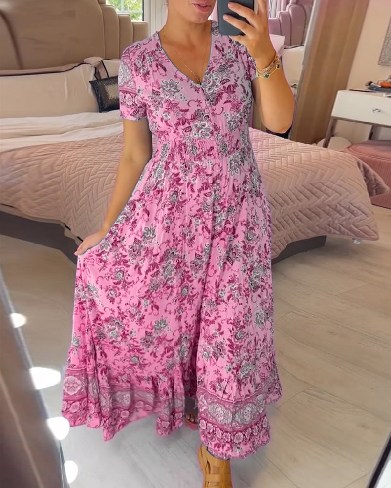 Saylor | V-Neck Dress with Floral Pattern