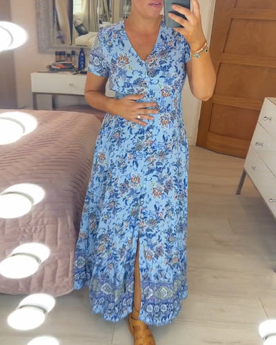 Saylor | V-Neck Dress with Floral Pattern