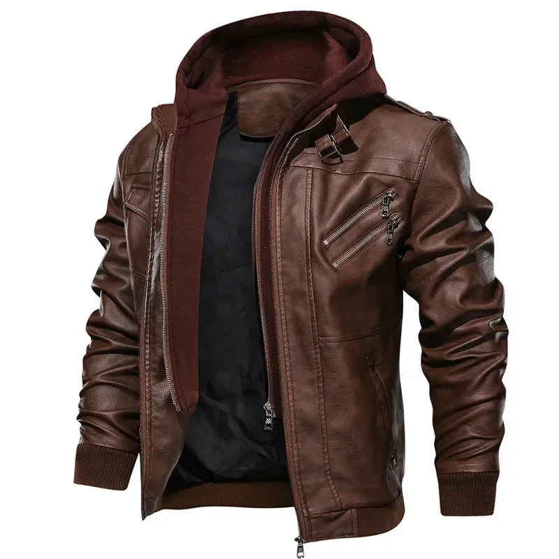 Asher | Hooded Leather Jacket