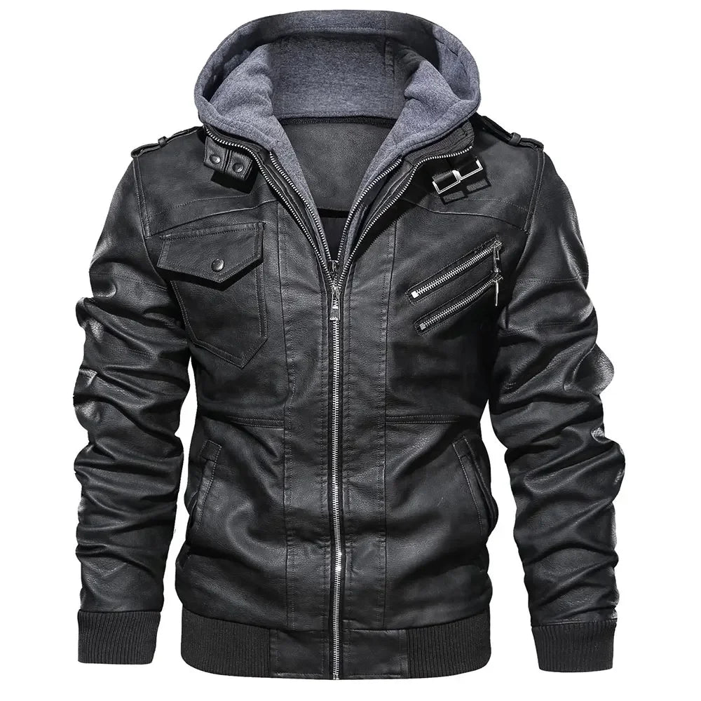 Asher | Hooded Leather Jacket