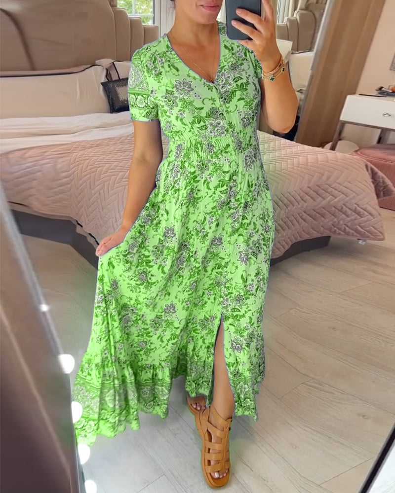 Saylor | V-Neck Dress with Floral Pattern